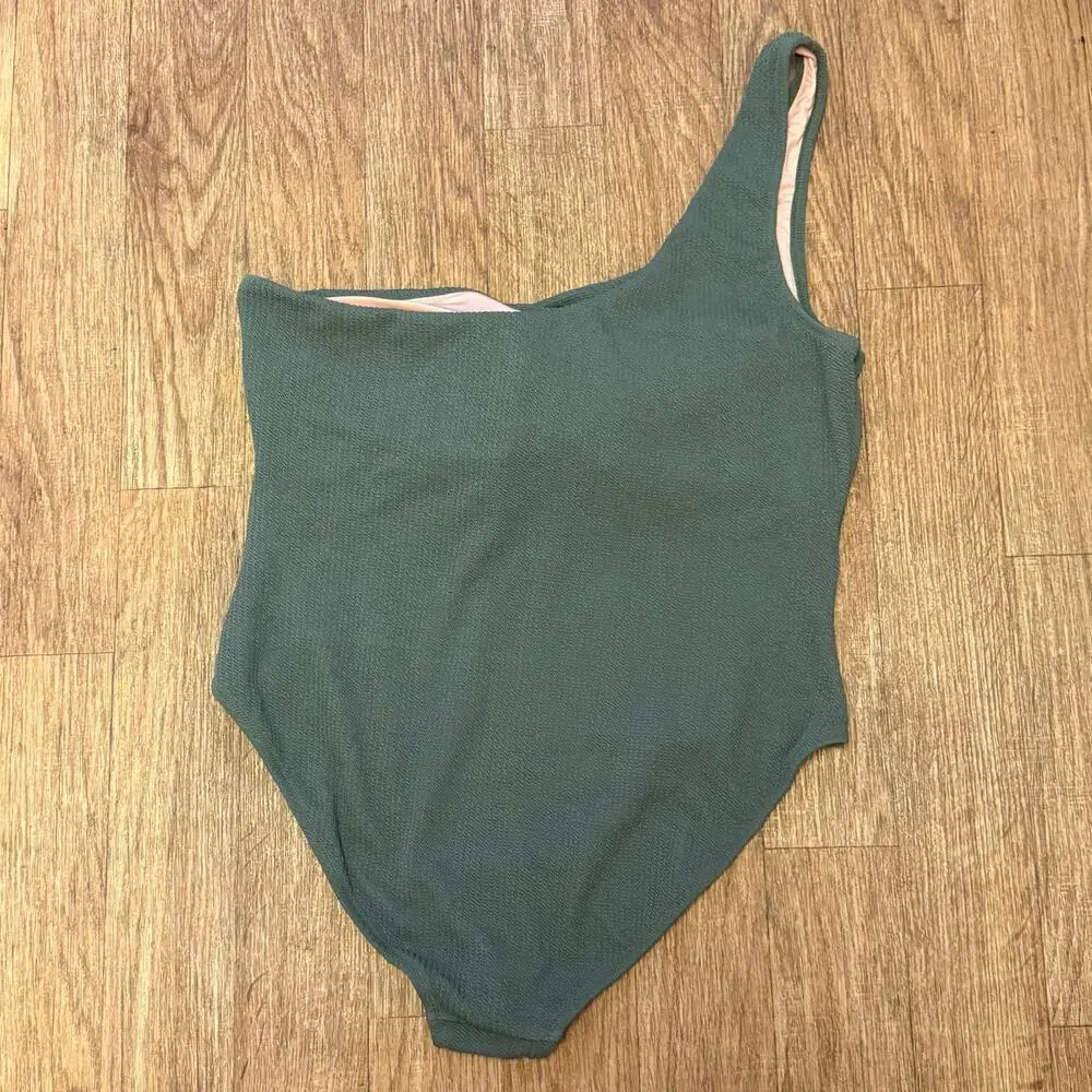 J. Crew Green Textured One-Shoulder One-Piece Size 22